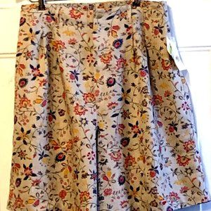 NWT Bechamel Sz 14 (L) Shorts Linen Blend Hight Rise Beige/Multi Floral Pockets